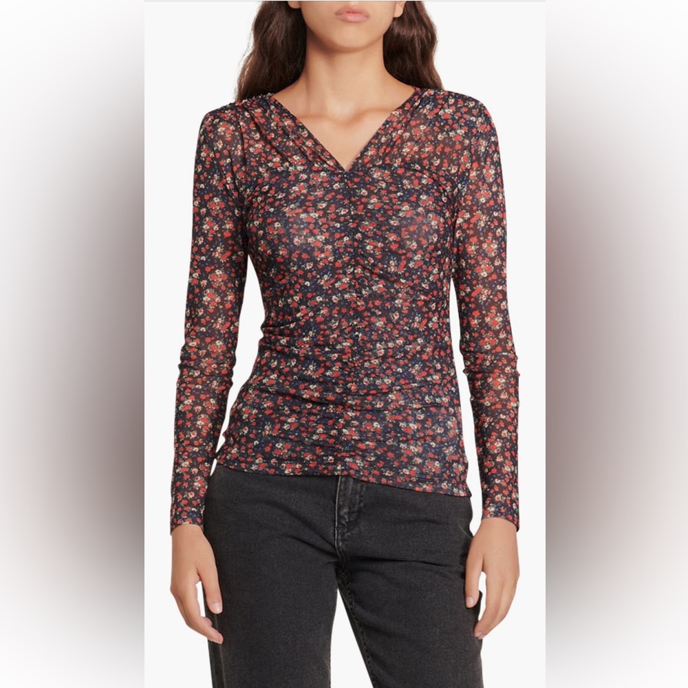 Sandro Bethanie Floral Sheer Long Sleeve Top Size 1 (small)